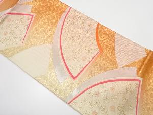 未使用品 地紙に菊・古典柄織り出し 袋帯